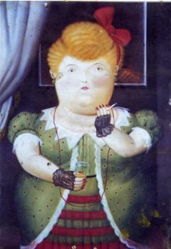Fernando Botero : Woman With A Red Bow